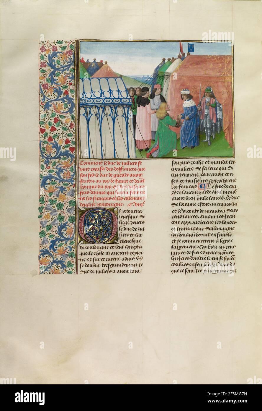King Charles VI of France Receiving the Duke of Jülich. Master of the Getty Froissart (Flemish, active about 1475 - 1485) Stock Photo