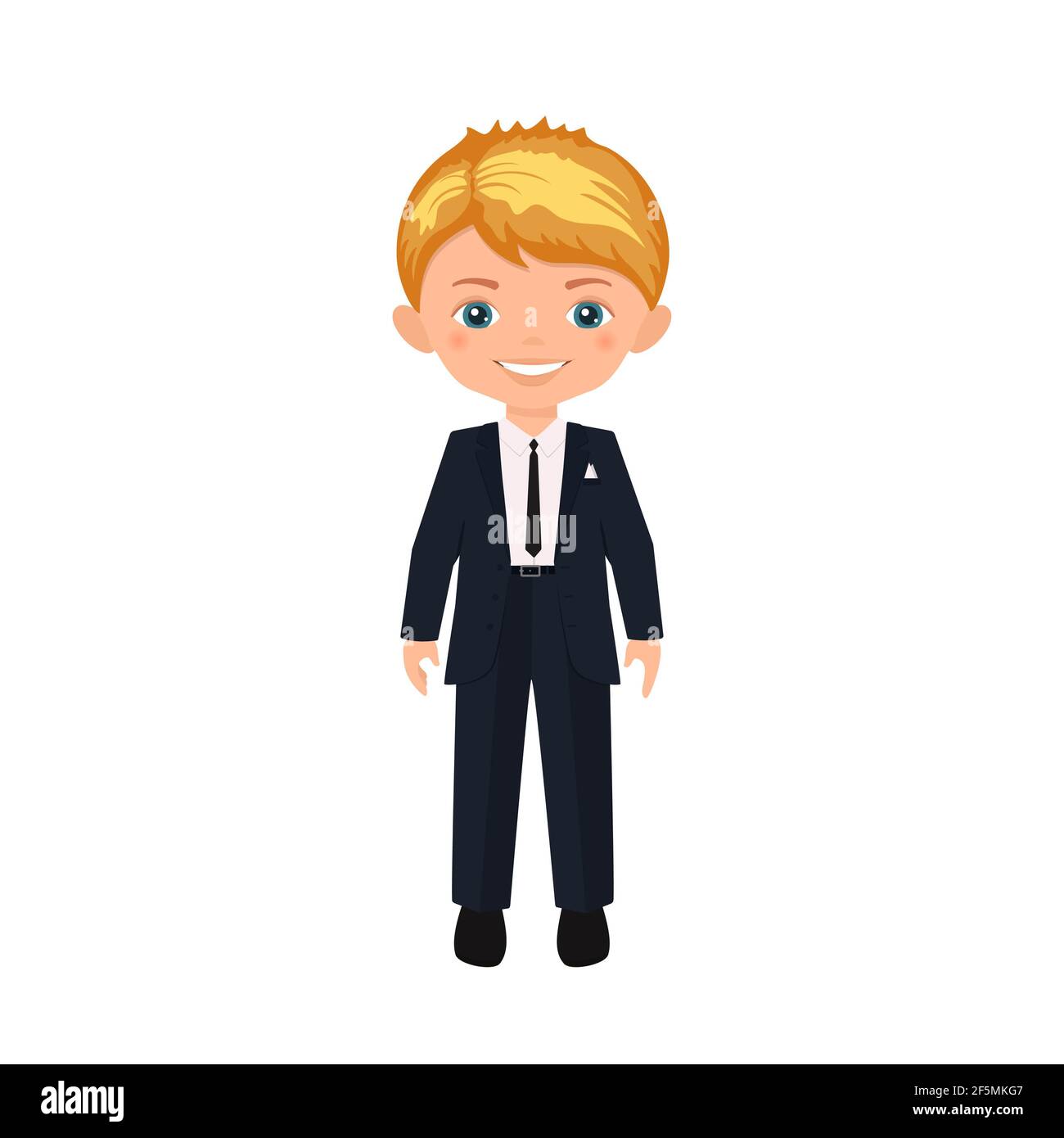 Cute boy character in business suit isolated on white background. Cartoon  flat style. Vector illustration Stock Photo - Alamy