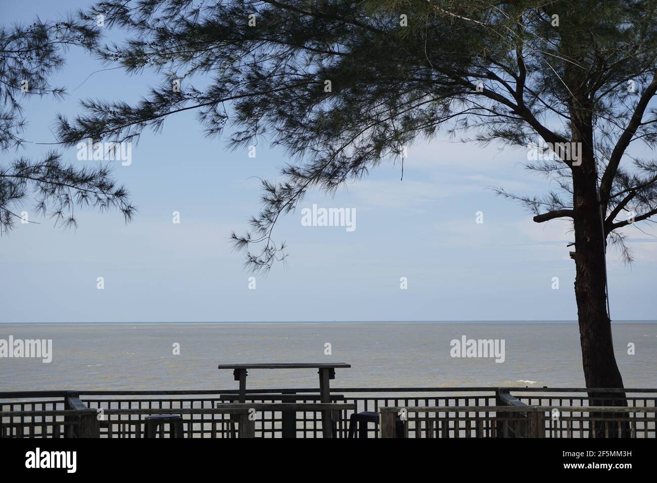 view of the sea from Miri Marina, Sarawak Stock Photo