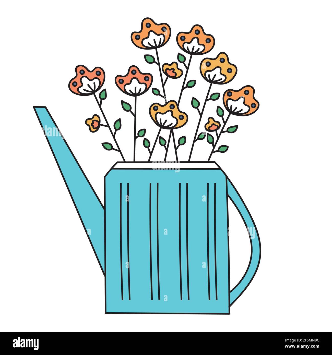 Watering can for plants, watering flowers, vase for interior design. vector icon. Doodle for textiles, t-shirts or postcards. Stock Vector
