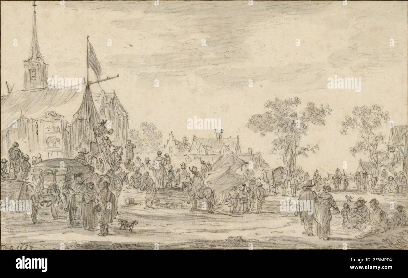 A Village Festival with Musicians Playing Outside a Tent. Jan van Goyen (Dutch, 1596 - 1656) Stock Photo