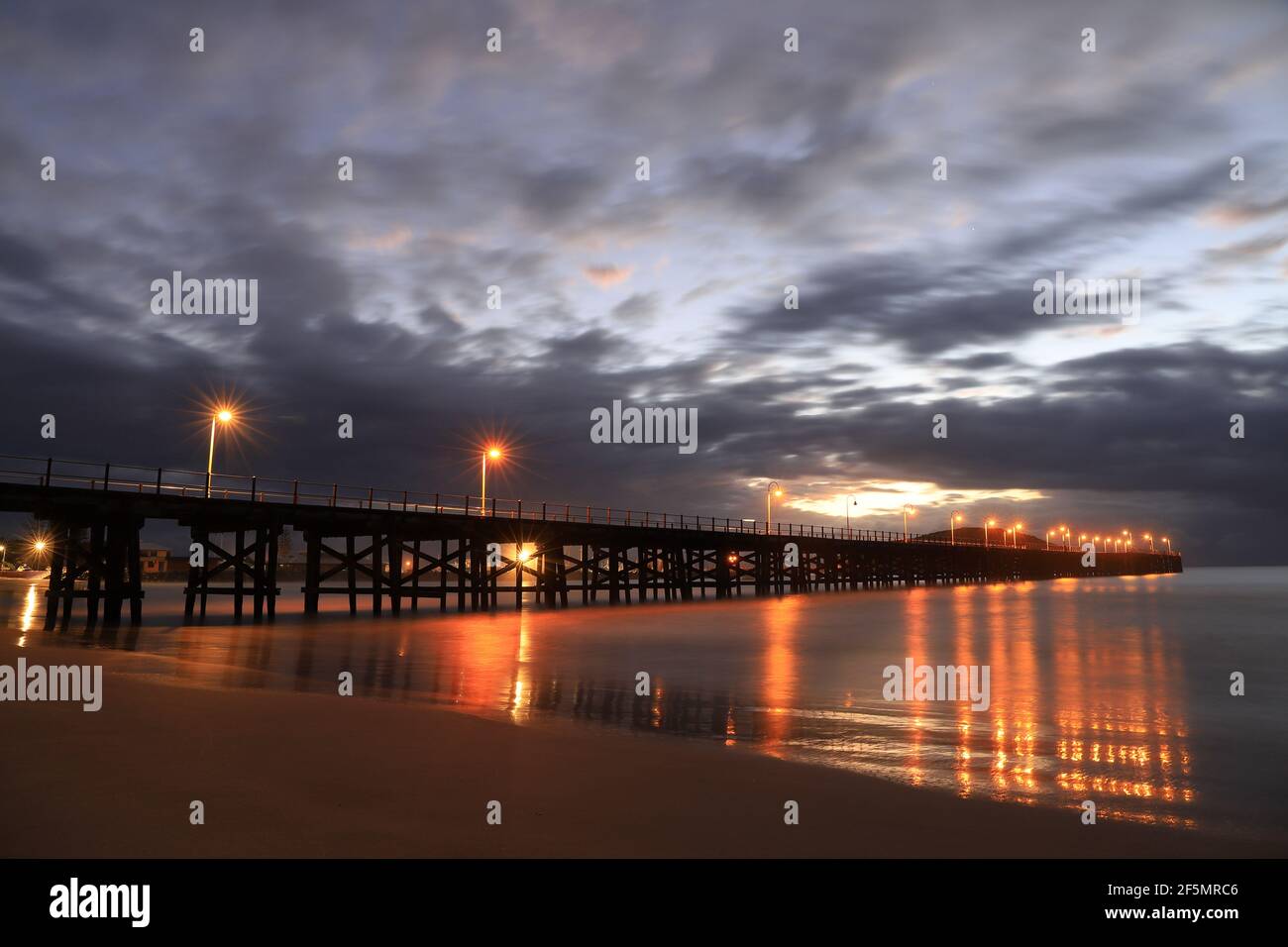 Coffs Harbour Jetty at sunrise, NSW, Australia. Stock Photo