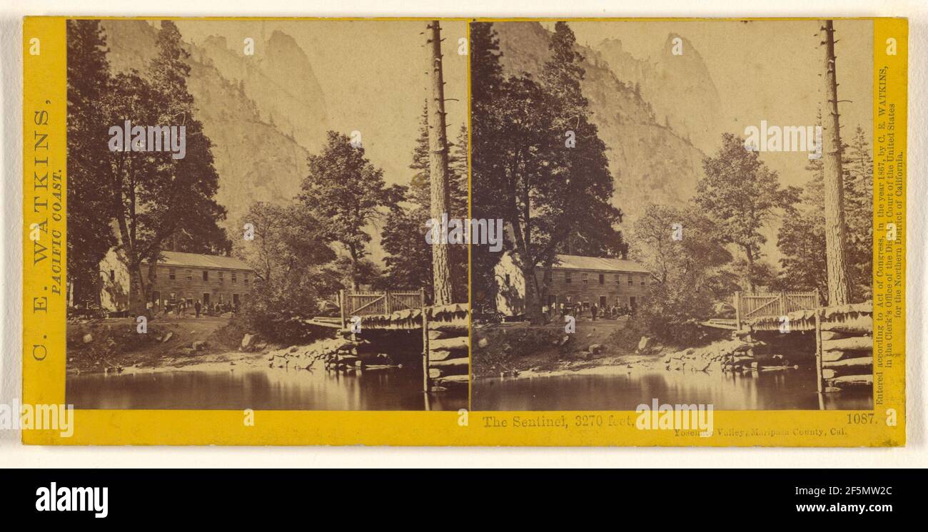 The Sentinel, 3270 feet, Yosemite Valley, Mariposa County, Cal.. Carleton Watkins (American, 1829 - 1916) Stock Photo