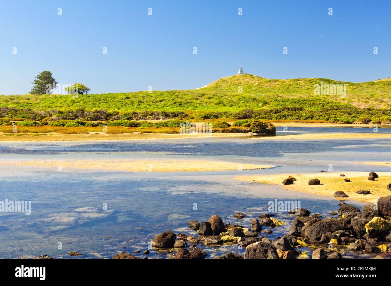 Griffiths Island Reserve lies at the mouth of the Moyne River - Port Fairy, Victoria, Australia Stock Photo