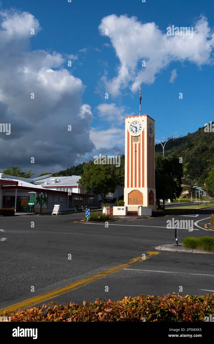 Clocktower, Te Aroha, Waikato, North Island, New Zealand Stock Photo