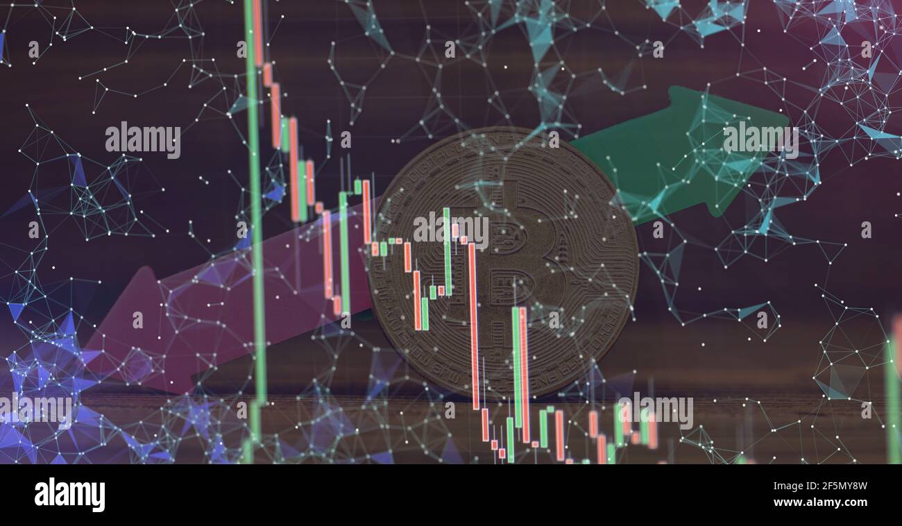 Bitcoin currency rising arrow price record highs on keyboard computer ...