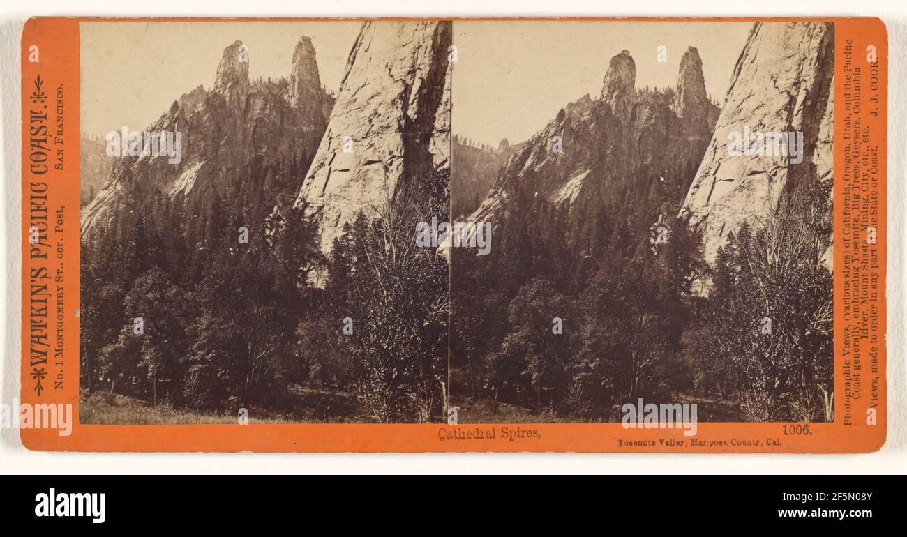 Cathedral Spires, Yosemite Valley, Mariposa County, Cal.. Carleton Watkins (American, 1829 - 1916) Stock Photo