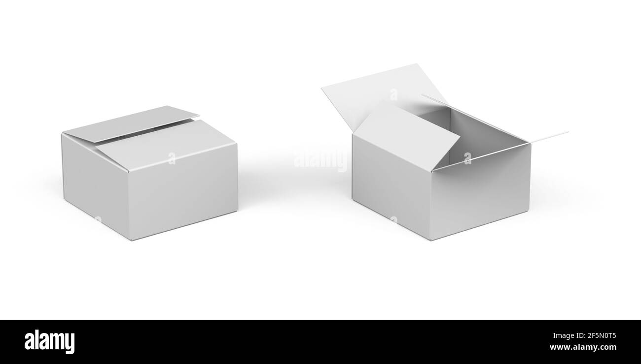Cardboard boxes mockup isolated on white background - 3d render Stock ...