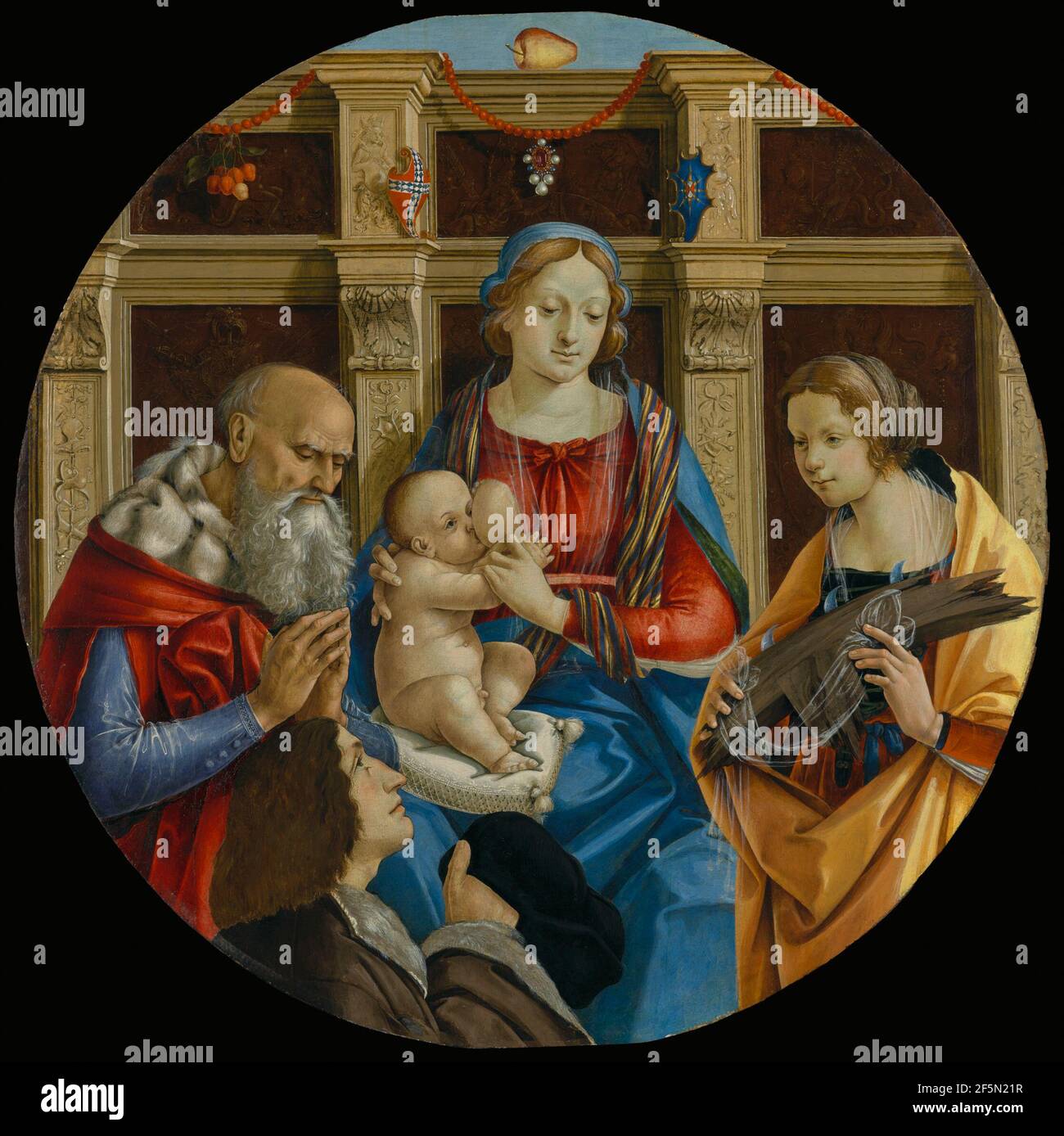 Madonna and Child with a Male Saint, Catherine of Alexandria and a ...