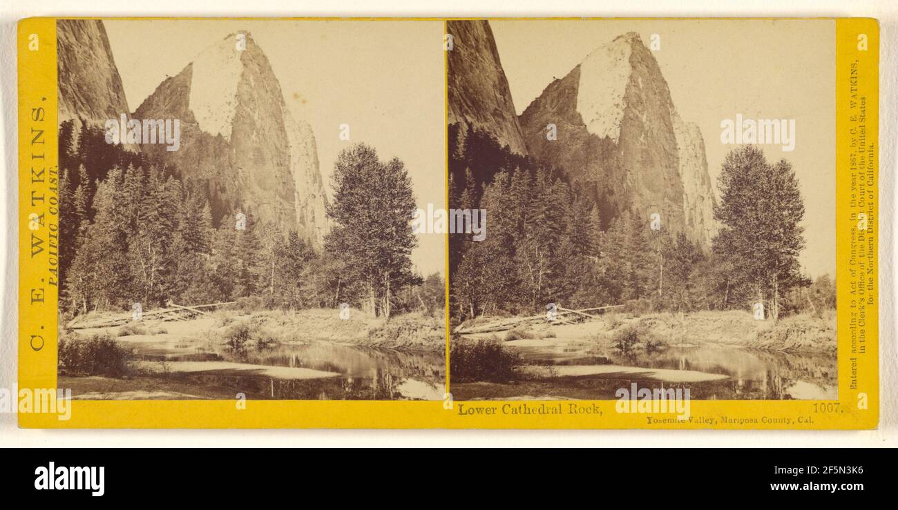 Lower Cathedral Rock, Yosemite Valley, Mariposa County, Cal.. Carleton Watkins (American, 1829 - 1916) Stock Photo
