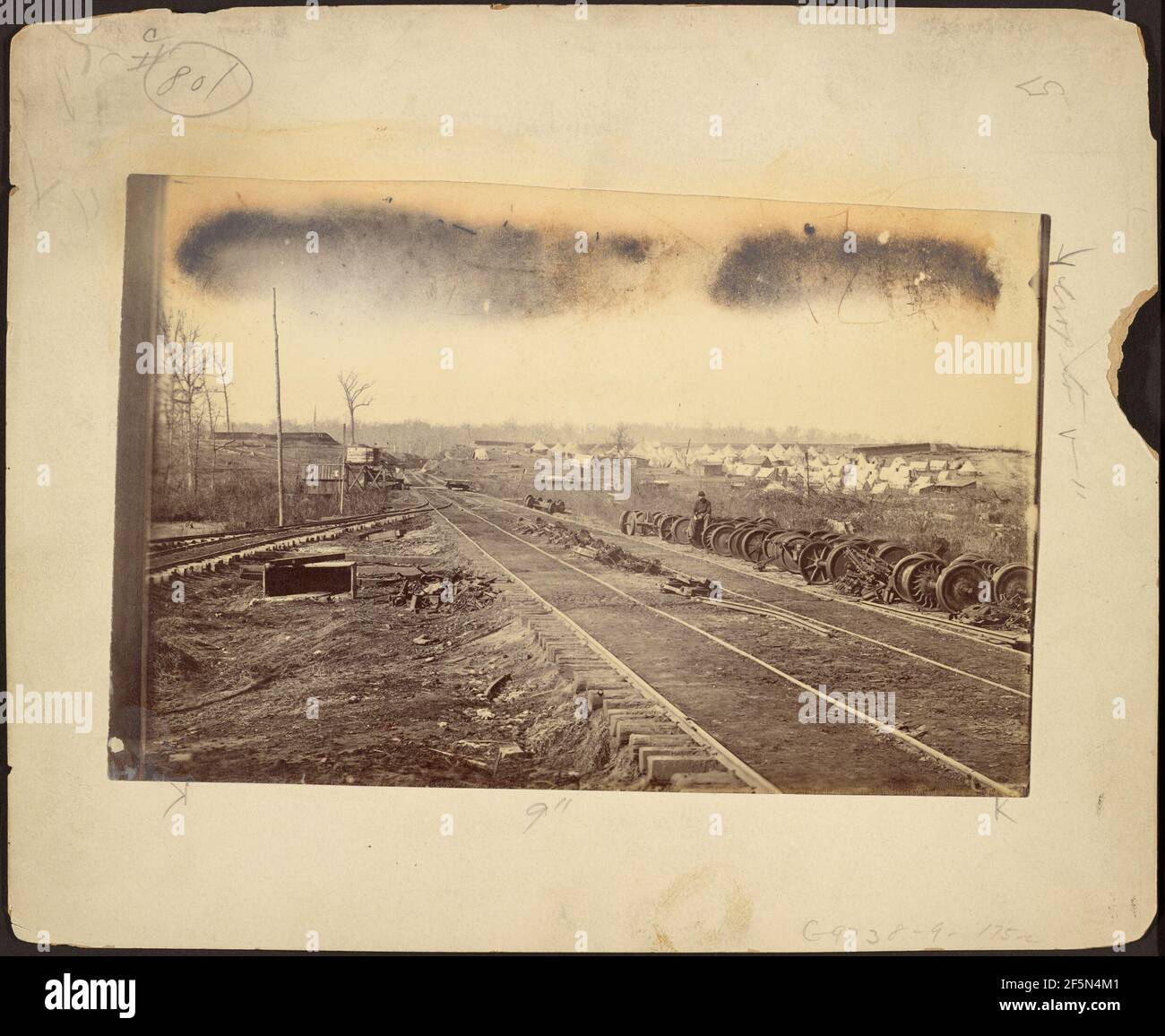 Civil War Railroad tracks and tents. Armstead (American, active