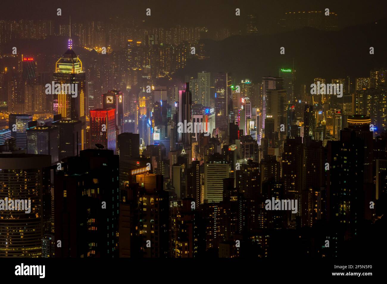 Hong Kong Skyline from Victoria Peak at Night Stock Photo - Alamy