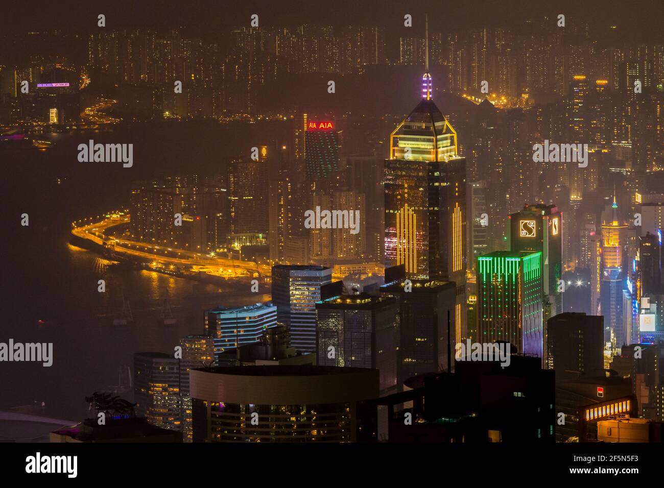 Hong Kong Skyline from Victoria Peak at Night Stock Photo - Alamy