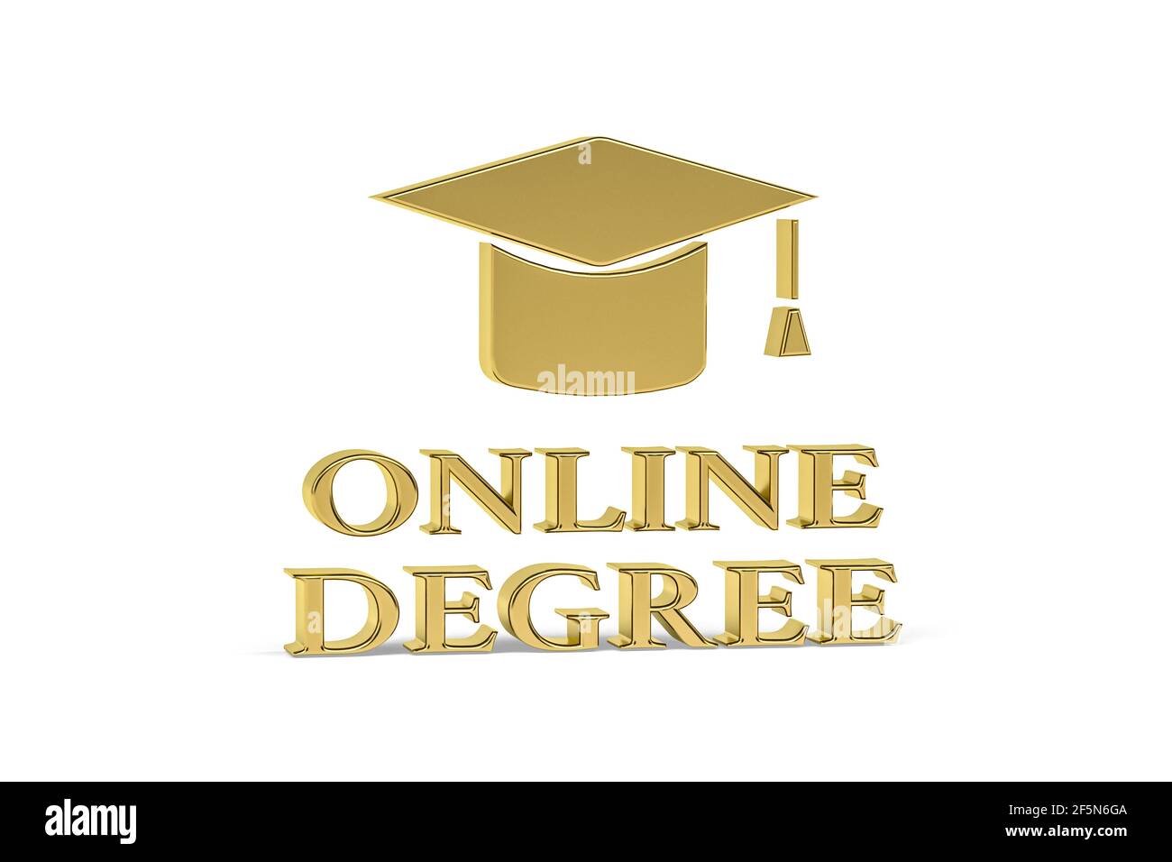 Golden 3d graduation online icon isolated on white background - 3d ...