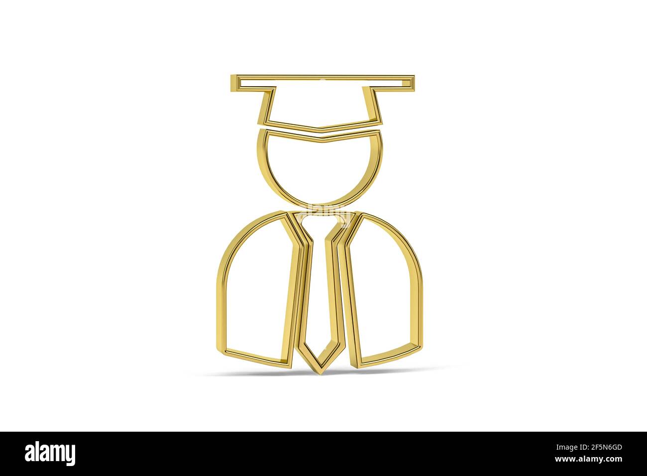Golden 3d graduation online icon isolated on white background - 3d ...