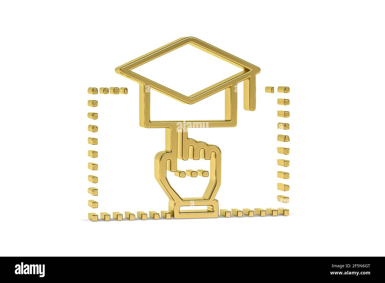 Golden 3d graduation online icon isolated on white background - 3d ...