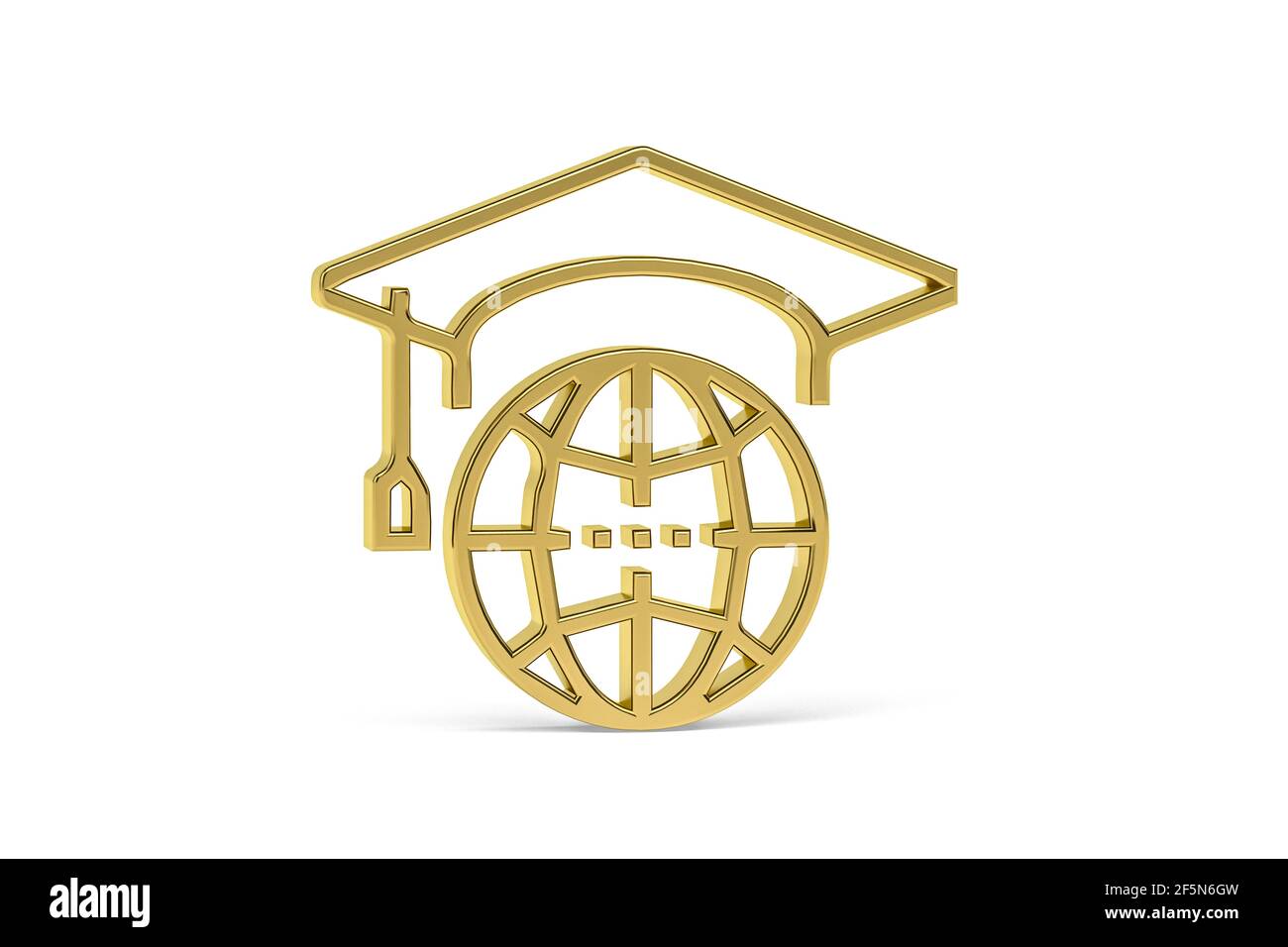 Golden 3d graduation online icon isolated on white background - 3d ...