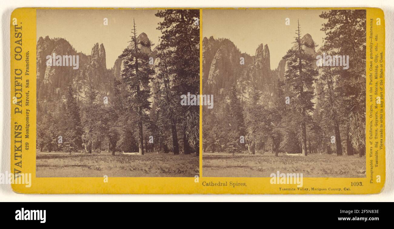 Cathedral Spires, Yosemite Valley, Mariposa County, Cal.. Carleton Watkins (American, 1829 - 1916) Stock Photo