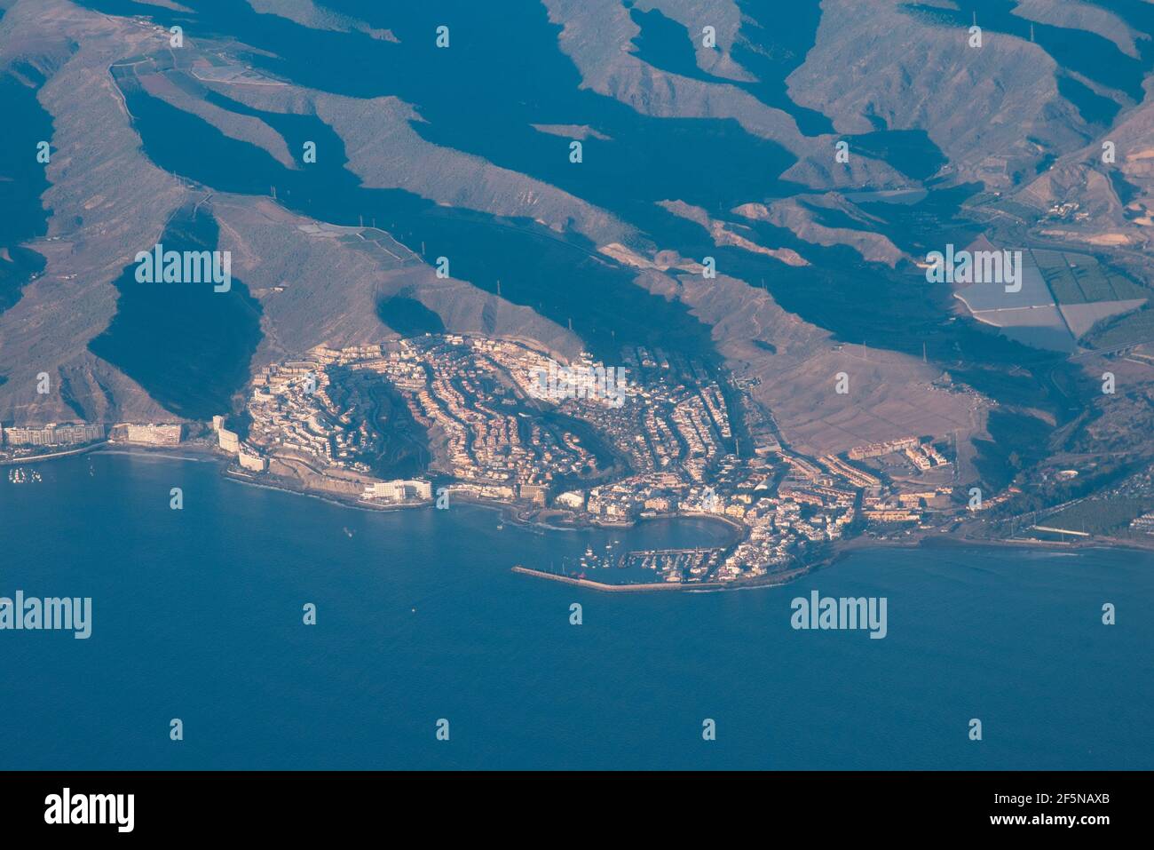 Aerial view of Arguineguin town at Gran Canaria, Canary islands, Spain. Stock Photo
