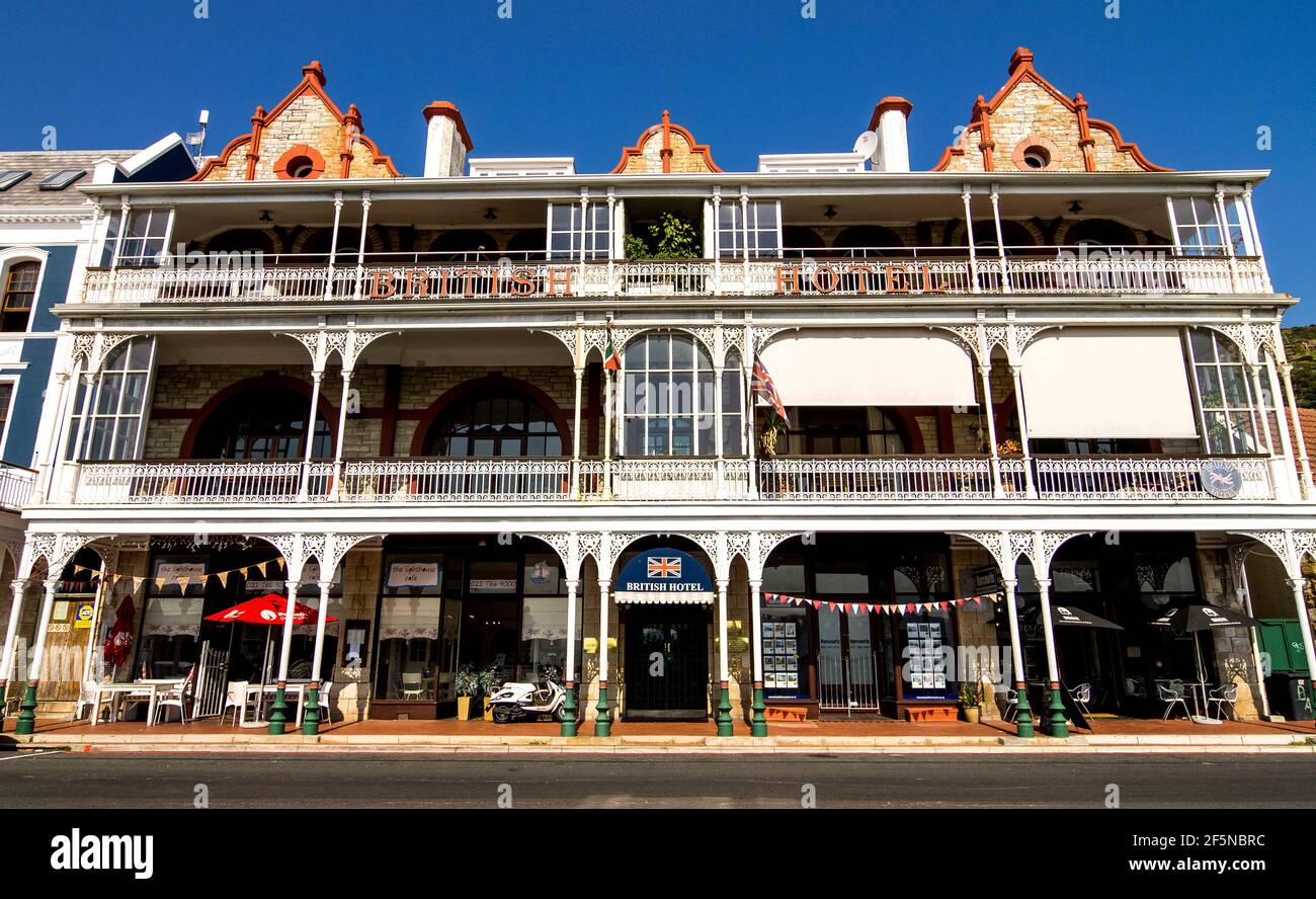 The colonial facade of the British Hotel in Simonstown / Simon's Town near Cape Town, South Africa Stock Photo