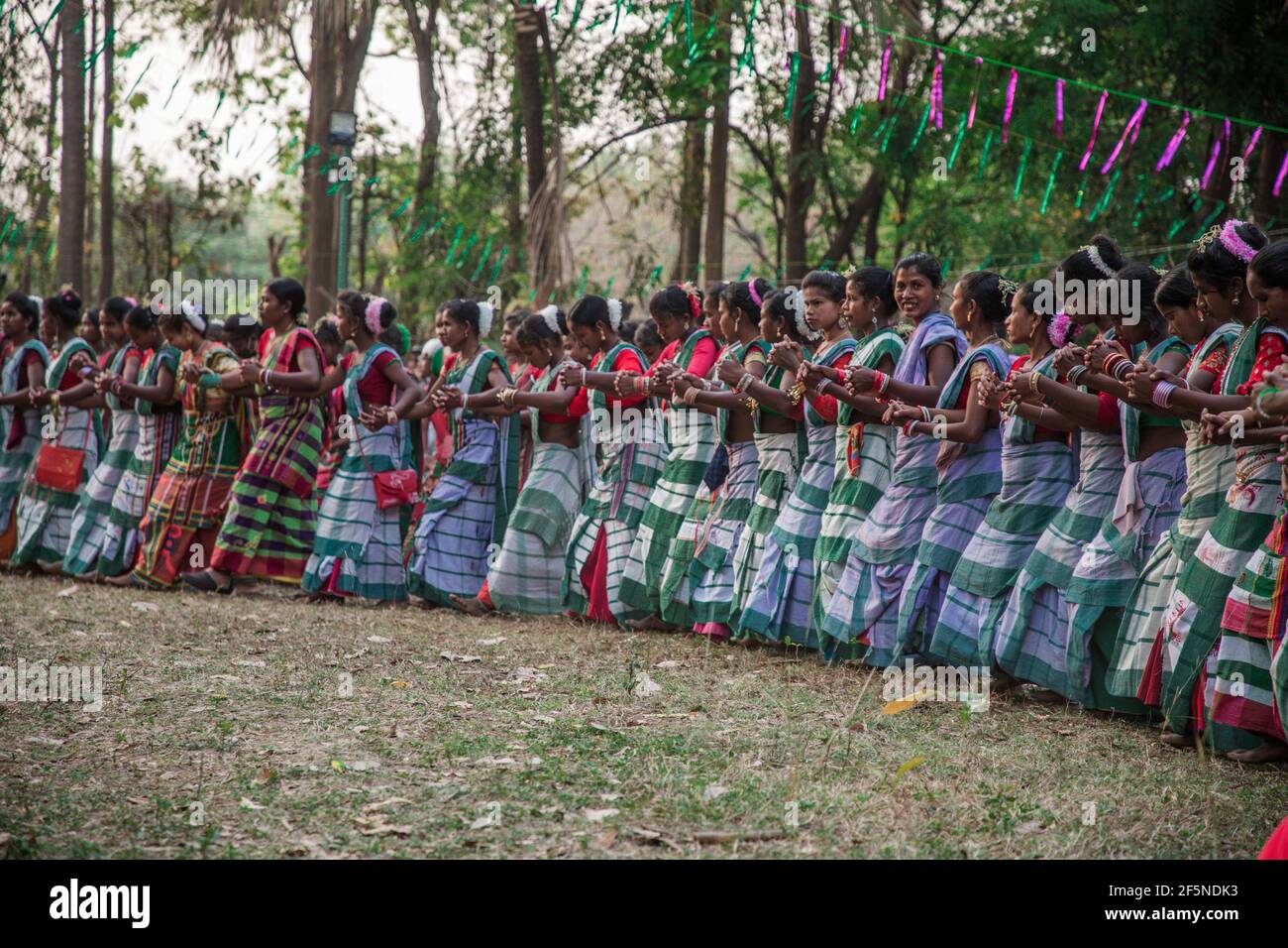 Tribals celebrating Baha Bonga festival in Jamshedpur State of India. (Photo by Rohit Shaw/Pacific Press) Stock Photo