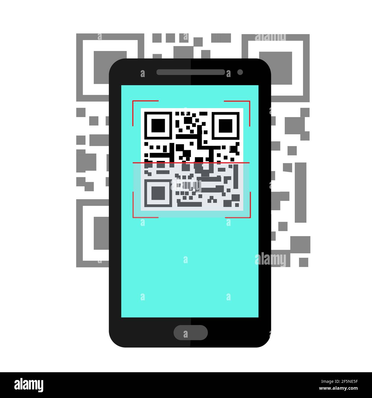 Illustration Scan QR code to smartphone. Flat vector infographics. Stock Vector