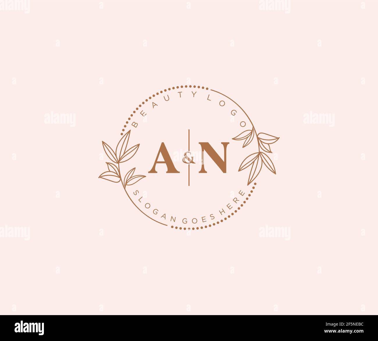 AN letters Beautiful floral feminine editable premade monoline logo ...