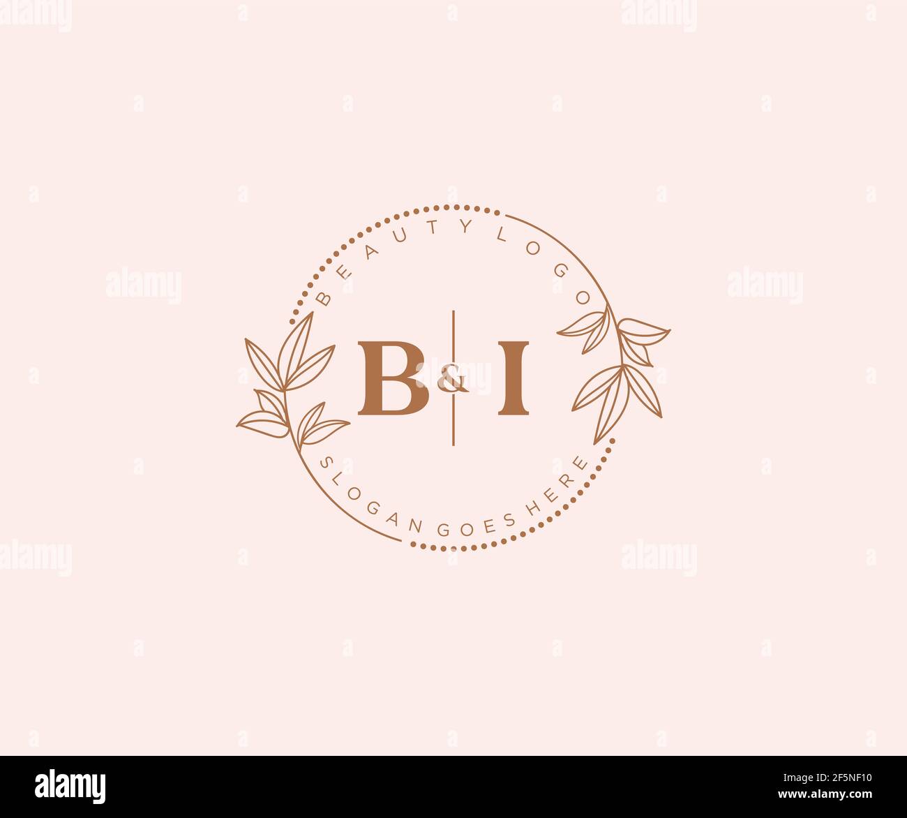 BI letters Beautiful floral feminine editable premade monoline logo ...