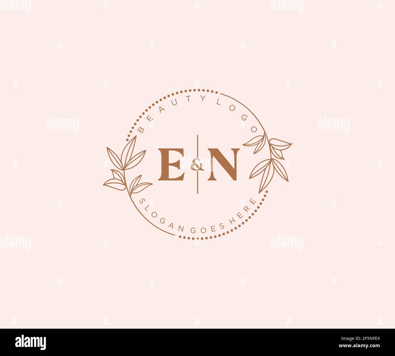 EN letters Beautiful floral feminine editable premade monoline logo ...