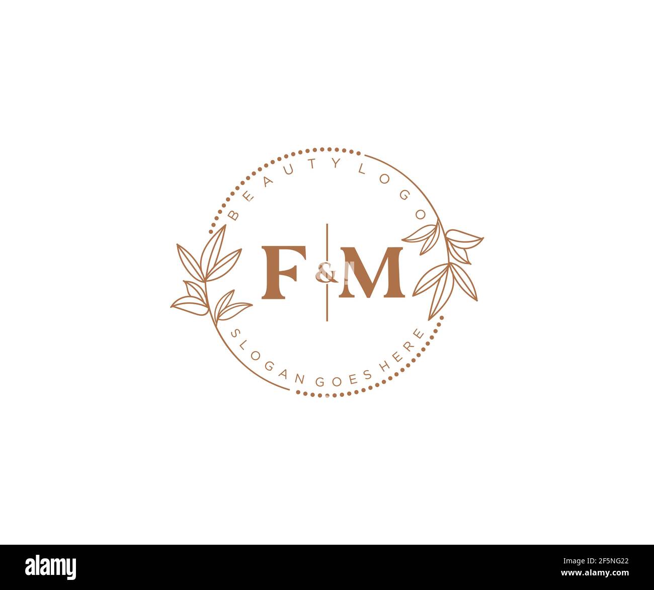 FM letters Beautiful floral feminine editable premade monoline logo ...