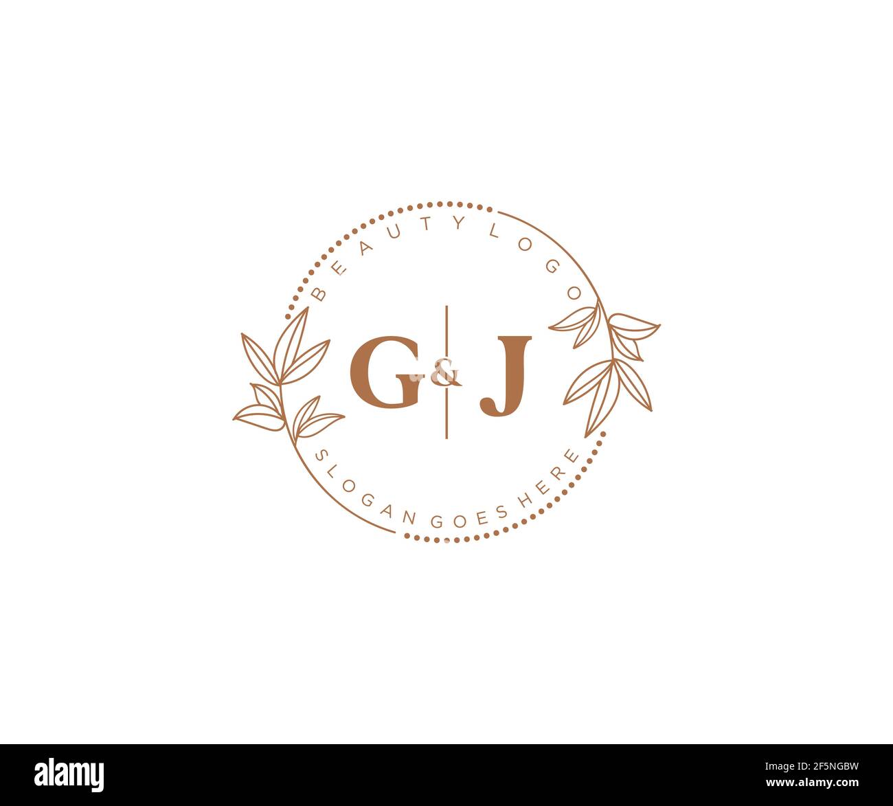 GJ letters Beautiful floral feminine editable premade monoline logo ...