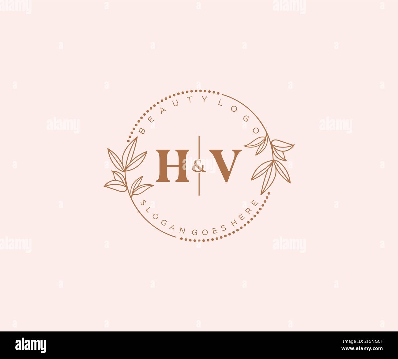 HV letters Beautiful floral feminine editable premade monoline logo ...