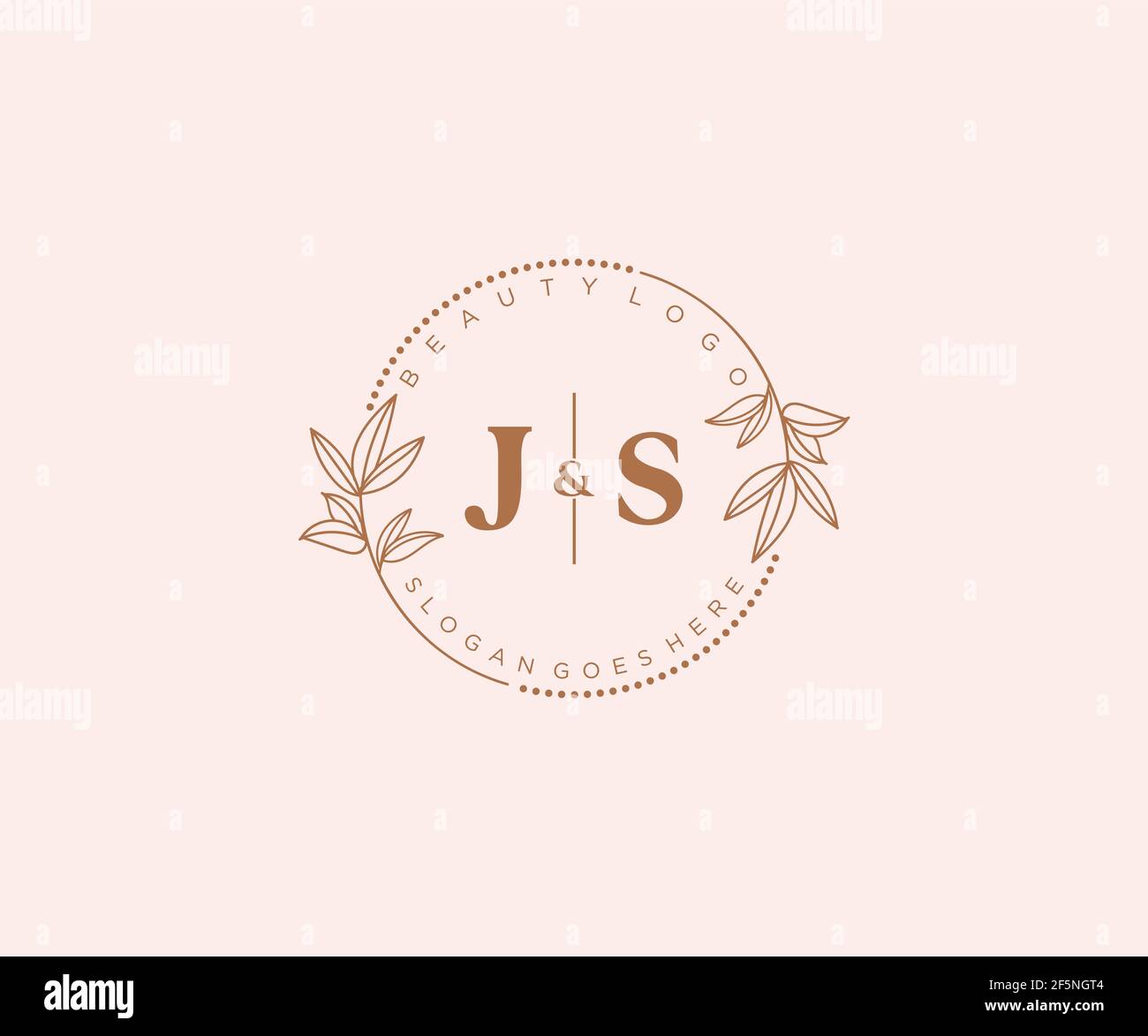 JS letters Beautiful floral feminine editable premade monoline logo ...