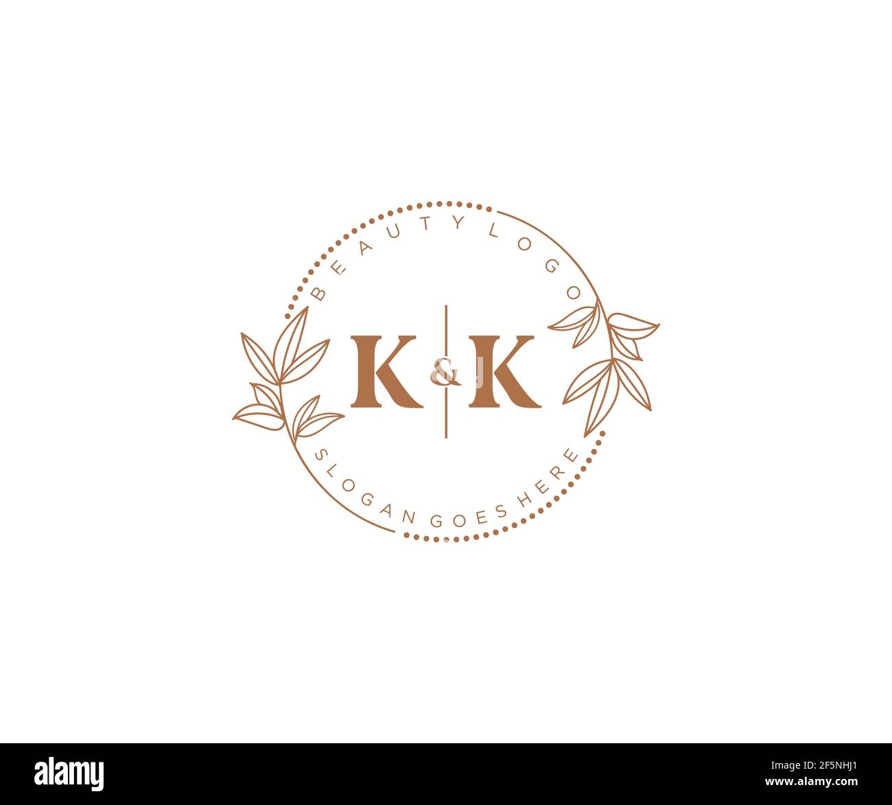 KK letters Beautiful floral feminine editable premade monoline logo ...