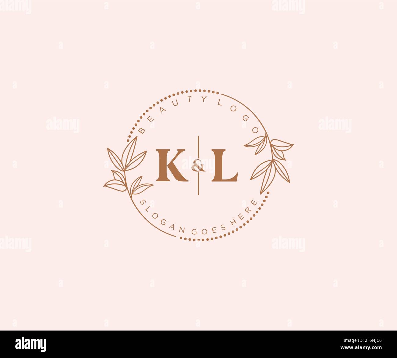 KL letters Beautiful floral feminine editable premade monoline logo ...