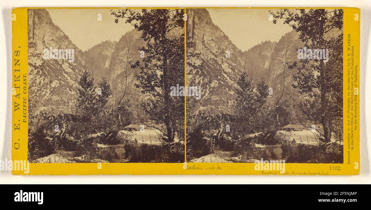 Indian Canon, Yosemite Valley, Mariposa County, Cal.. Carleton Watkins (American, 1829 - 1916) Stock Photo