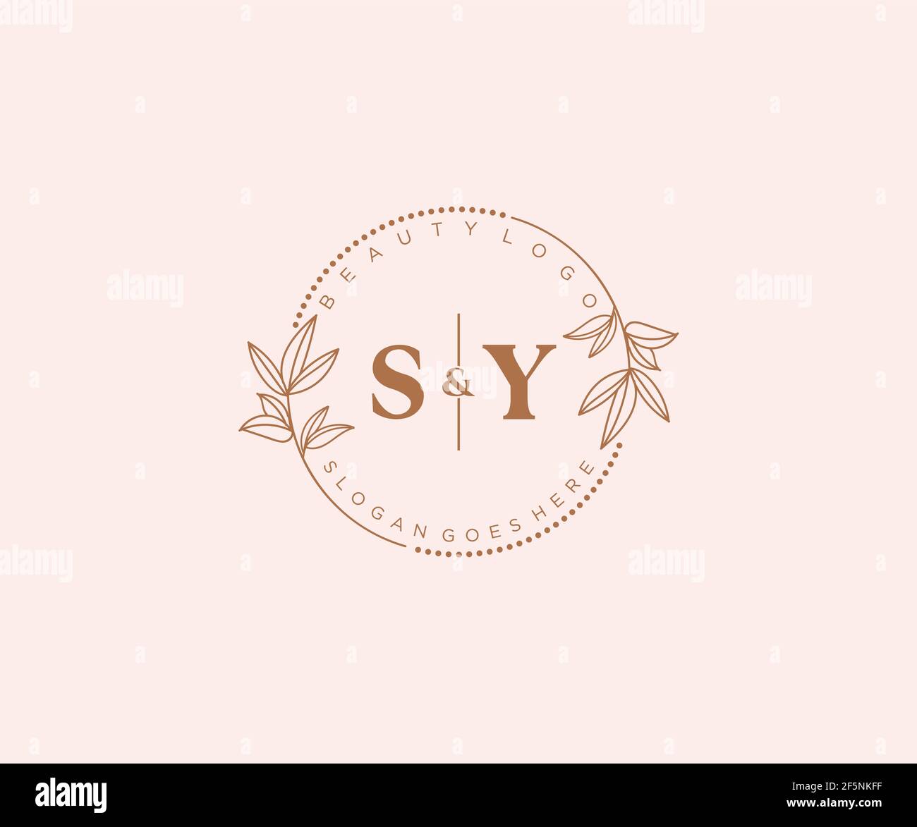 SY letters Beautiful floral feminine editable premade monoline logo ...