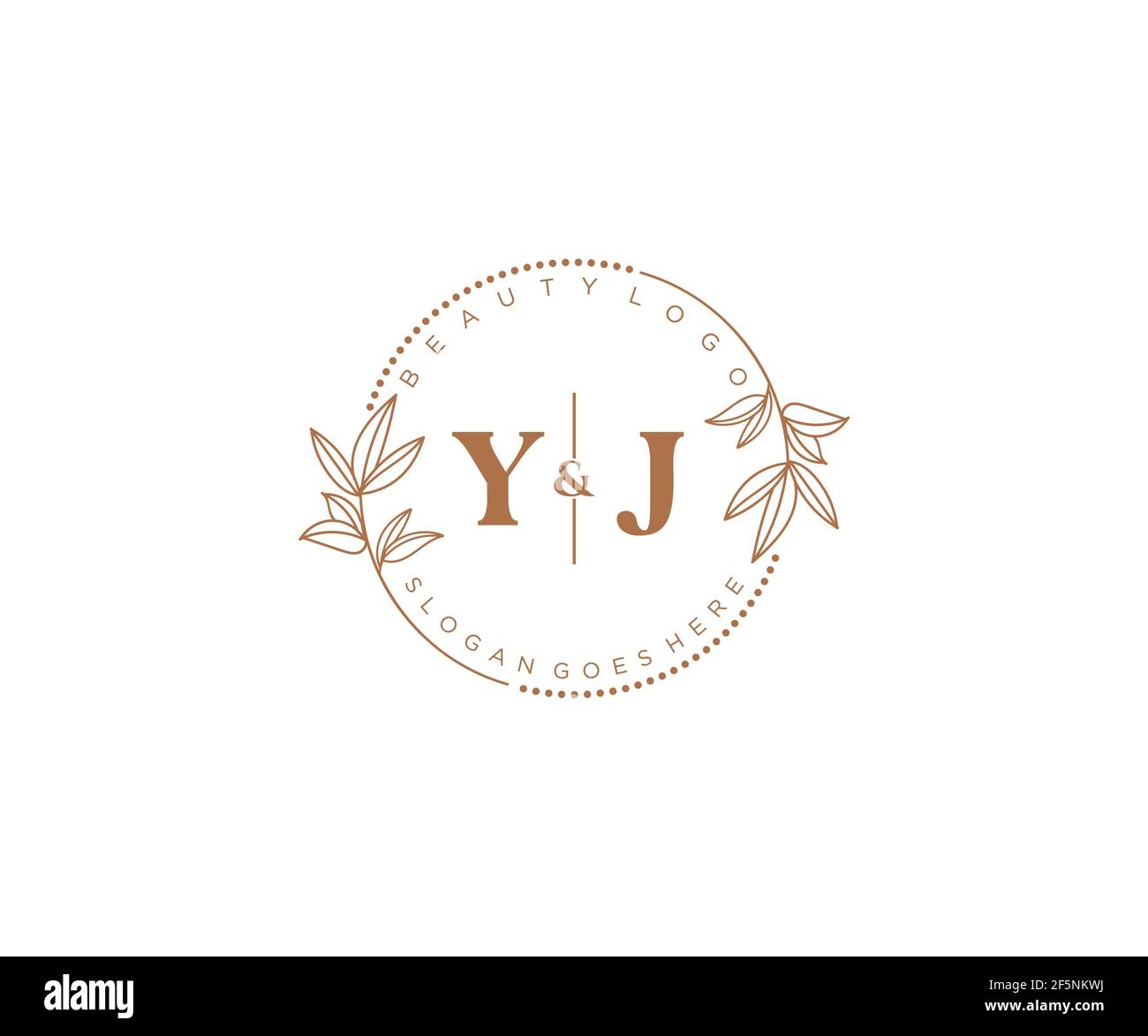 YJ letters Beautiful floral feminine editable premade monoline logo ...