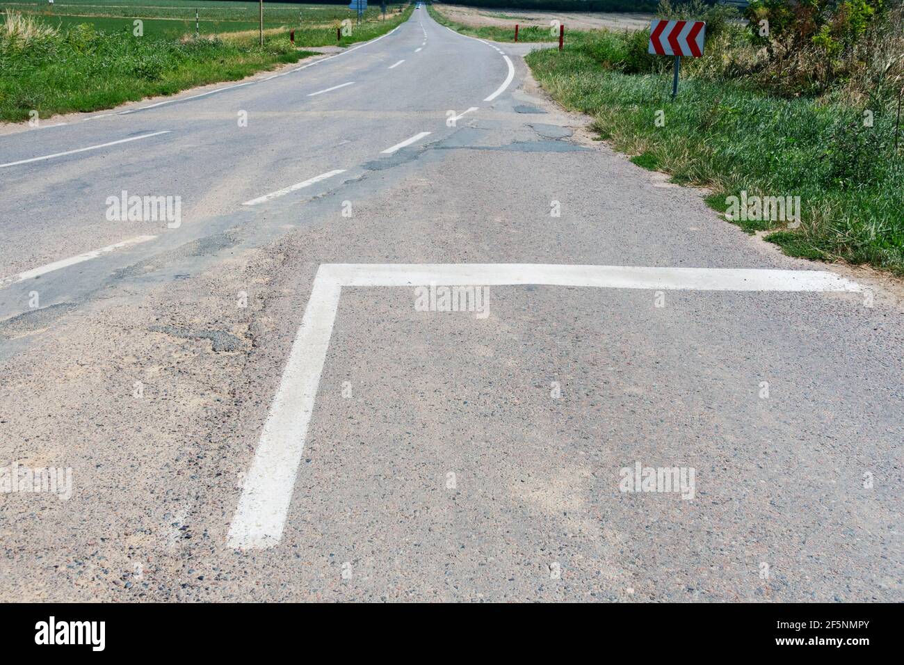 Horizontal road signs on the rural road Stock Photo