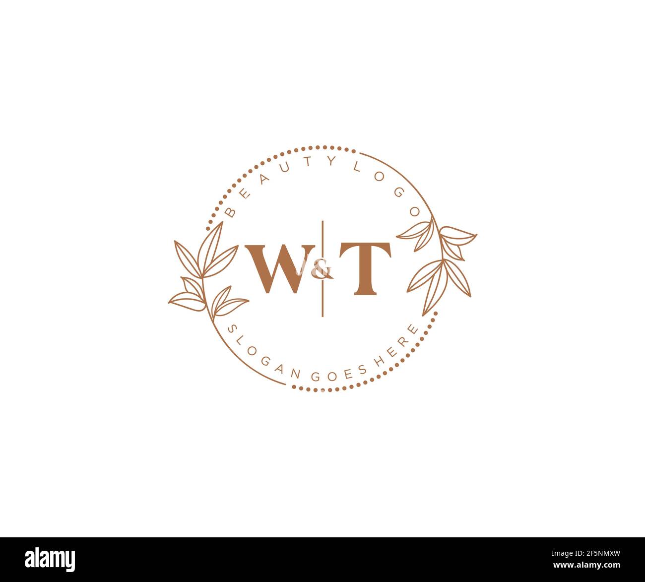 WT letters Beautiful floral feminine editable premade monoline logo ...