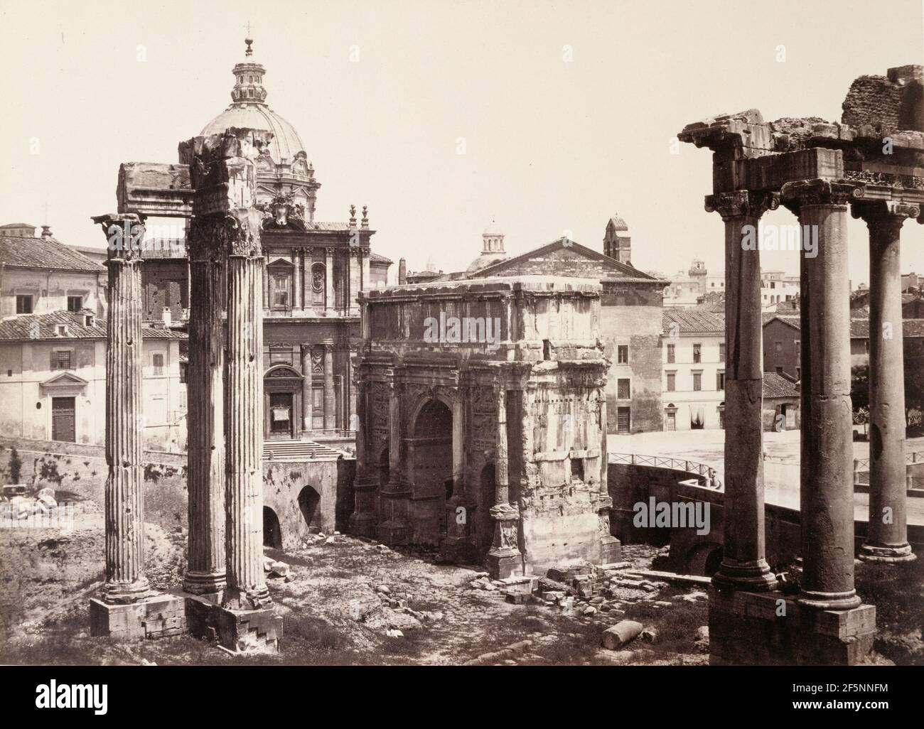 The arch of Septimus and temple of Vespasian, Rome. Giorgio Sommer ...