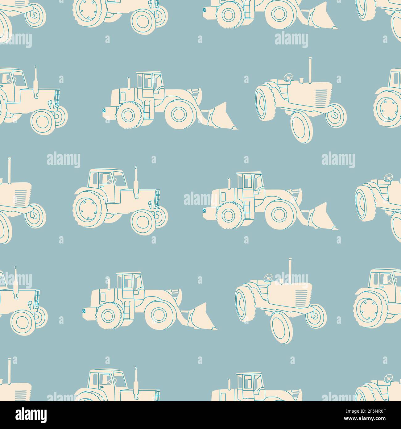 Vector seamless pattern. Tractor, harvester and agrimotor. Retro style, print on paper, fabric. Agro concept. Stock Vector
