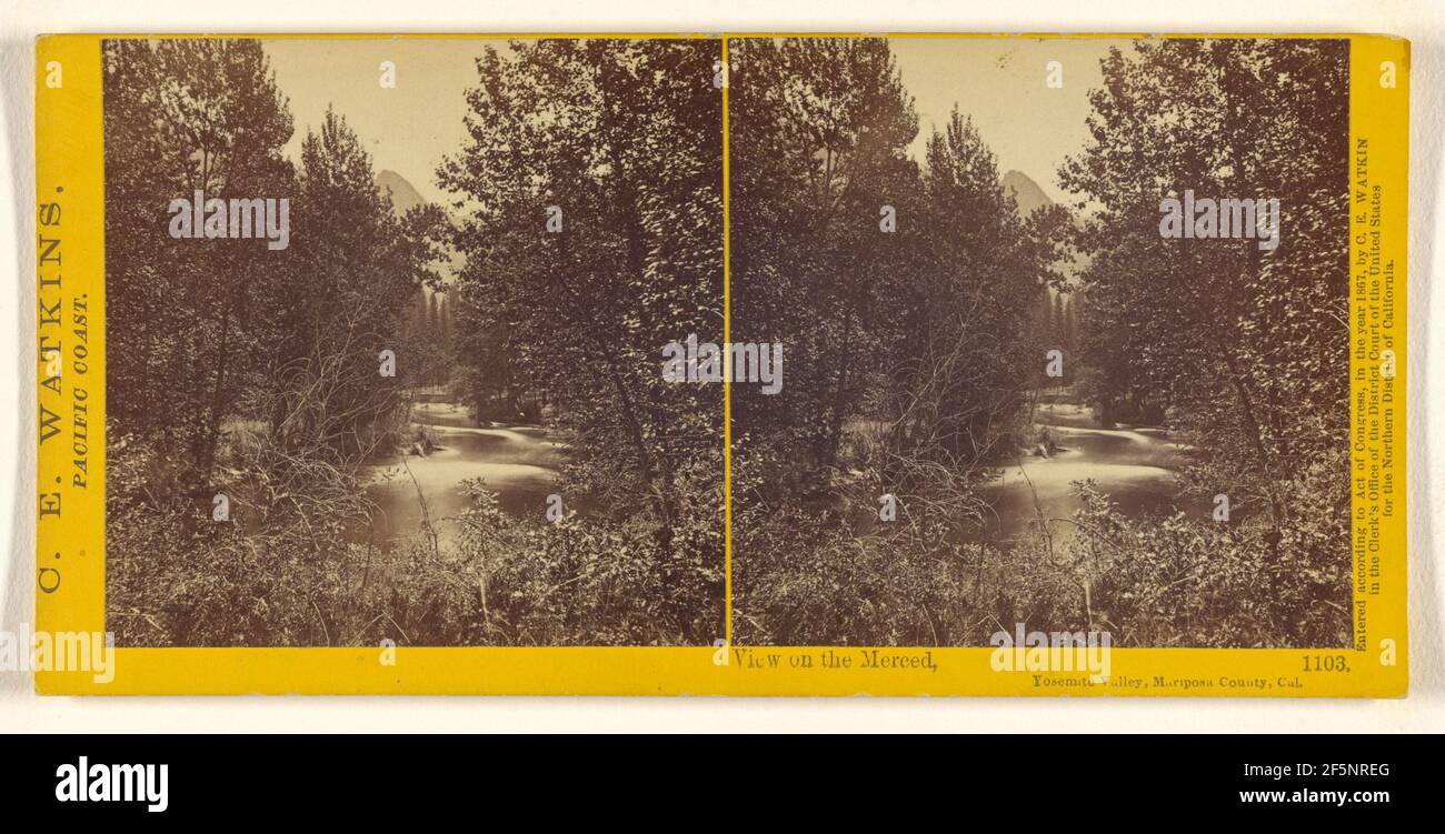 View on the Merced, Yosemite Valley, Mariposa County, Cal.. Carleton Watkins (American, 1829 - 1916) Stock Photo