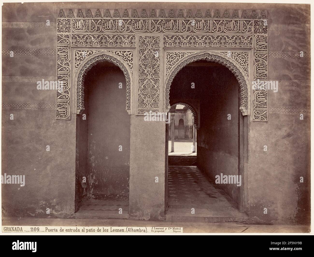 Puerta de entrada al patio de los leones, Alhambra, Granada. Juan Laurent (French, 1816 - 1886) Stock Photo