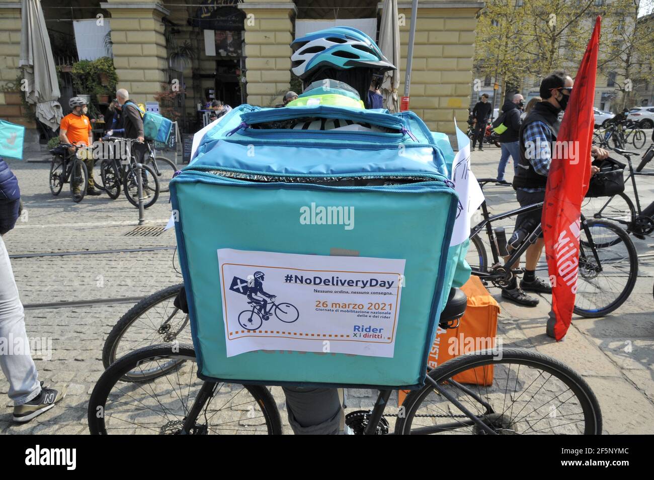 National strike of home food delivery bike riders and of express couriers and logistic personnel