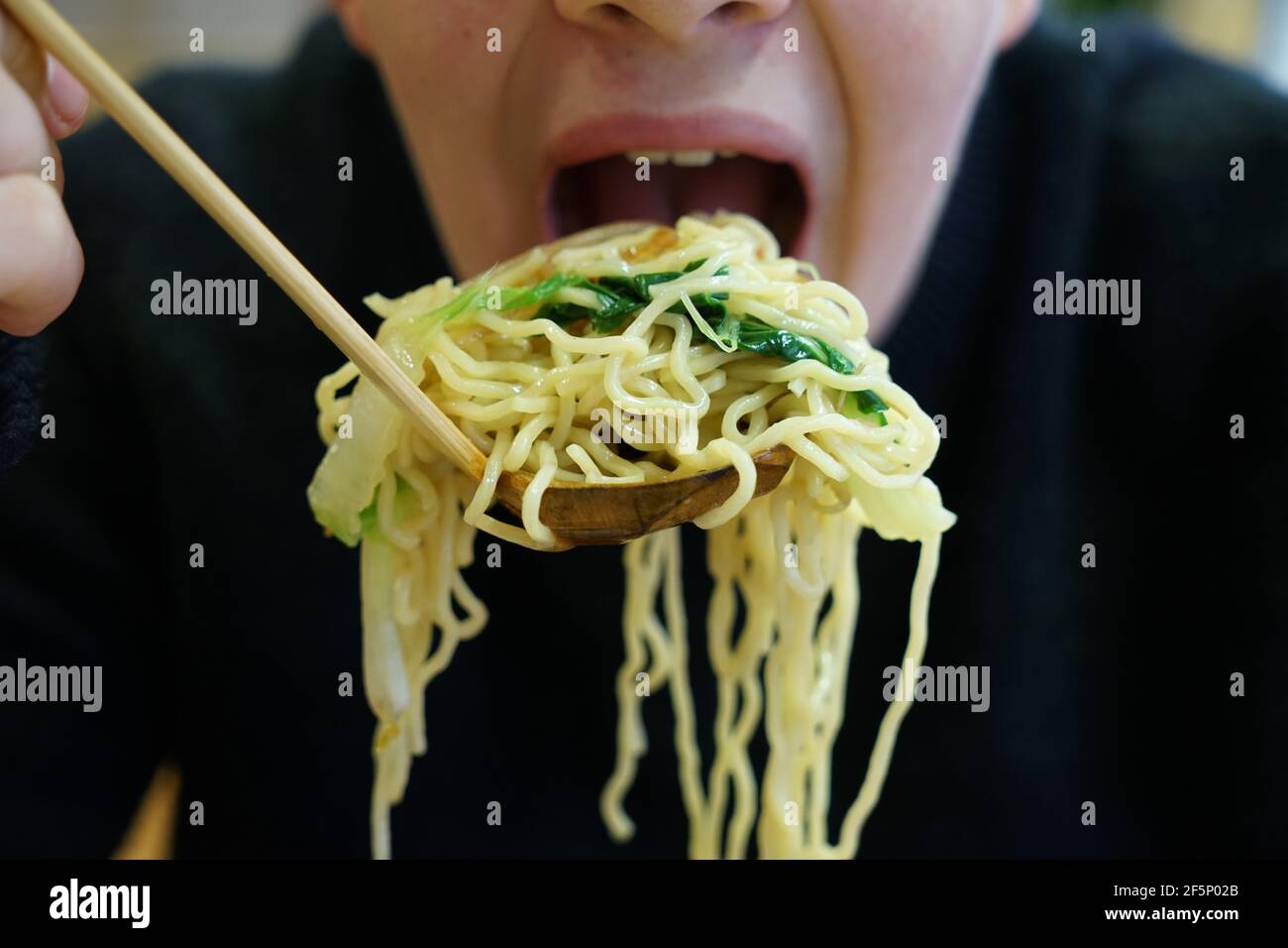 eating Japanese ramen noodle soup noodles Stock Photo Alamy