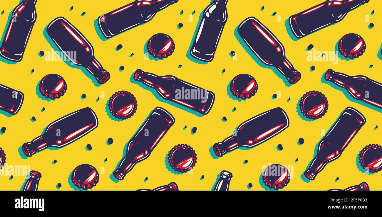 Colored Seamless Pattern Wallpaper With Curved Metal Cork From A Craft Beer Brewery Bottle And Can For Retro Bar Design Stock Vector Image Art Alamy Colored Seamless Pattern Wallpaper With Curved Metal Cork From A Craft Beer Brewery Bottle And Can For Retro Bar Design Stock Vector Image Art Alamy