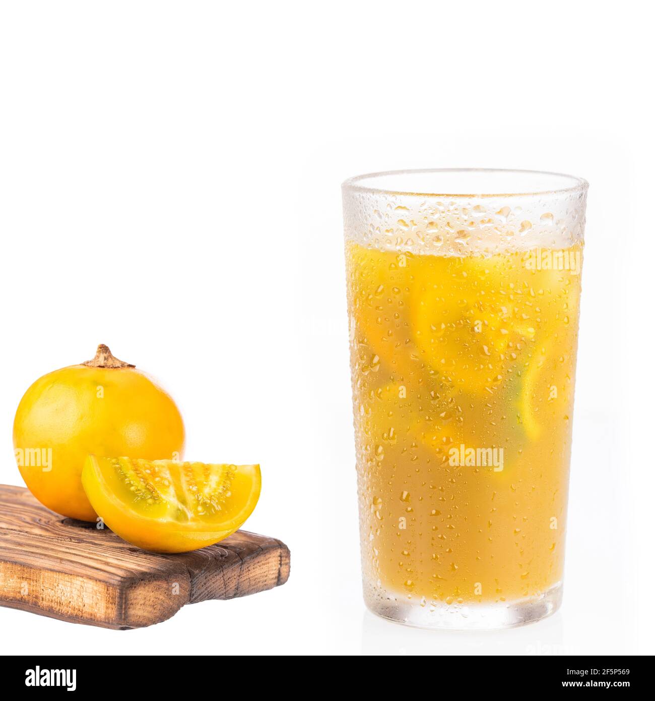 Lulo Fruit From Colombia Solanum Quitoense White Background Stock
