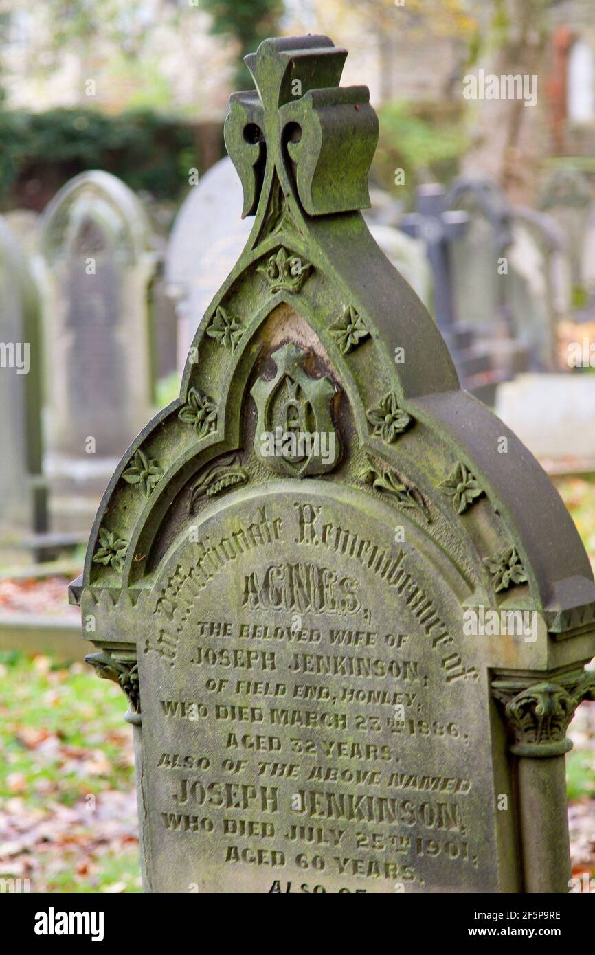 Graves stones on Honley Cemetery Stock Photo Alamy