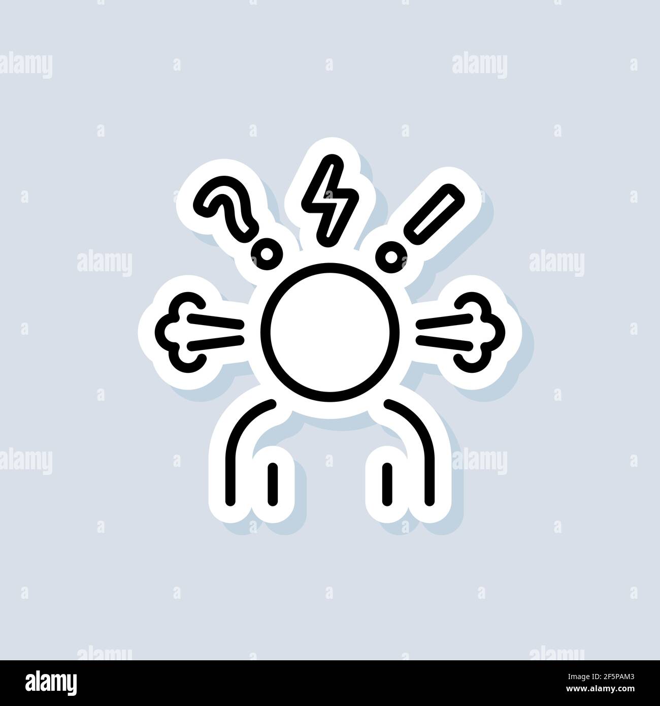 Angry person sticker. Steam is coming out from ears. Frustration, burnout, furious. Annoyed man. Stress symptom. Vector on isolated white background. Stock Vector